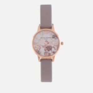 Image of Olivia Burton Womens Marble Florals Watch - Grey Lilac & Rose Gold