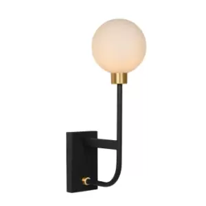 Image of Lucide Berend Classic Wall Light Bathroom Tall 1xG9 IP44 Black