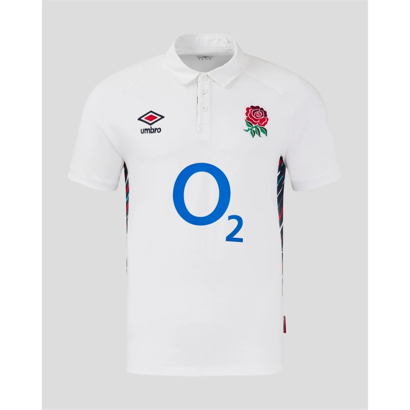Image of Umbro England Rugby Collar Home Shirt 2024 Adults - White White S