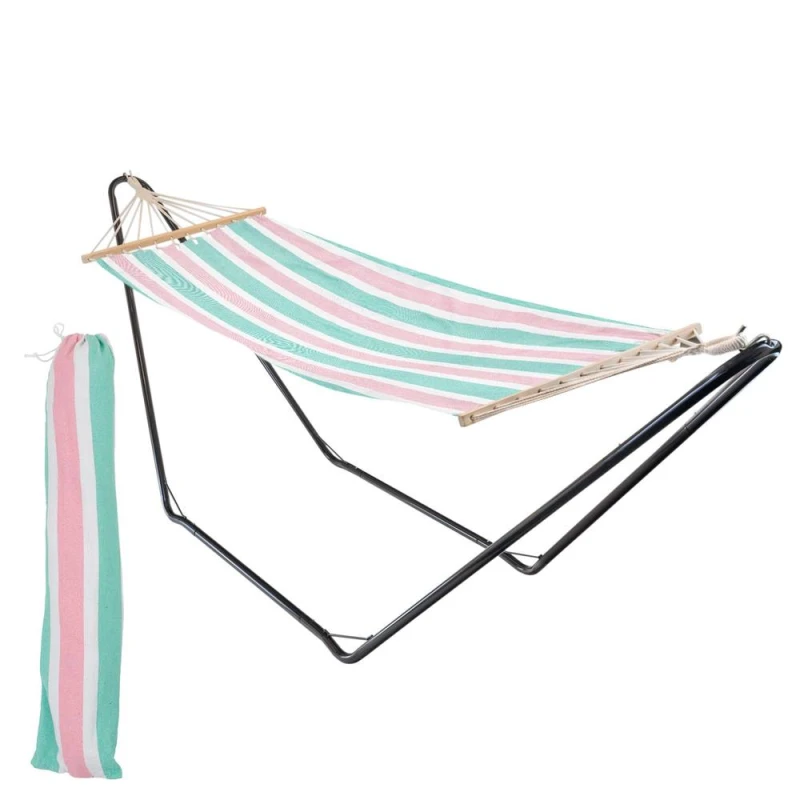 Image of Harbour Housewares Cotton Garden Hammock with Stand Multicolor Unisex