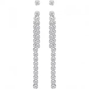 Image of Ladies Swarovski Rhodium Plated Subtle Earrings