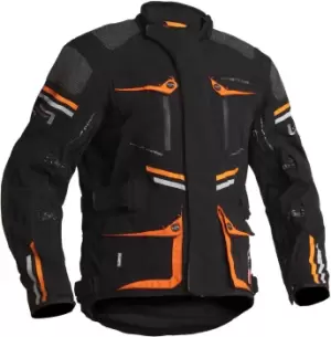 Image of Lindstrands Sunne Waterproof Motorcycle Textile Jacket, black-orange, Size 58, black-orange, Size 58
