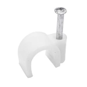 Image of BQ White 4mm Round Cable Clips Pack of 20