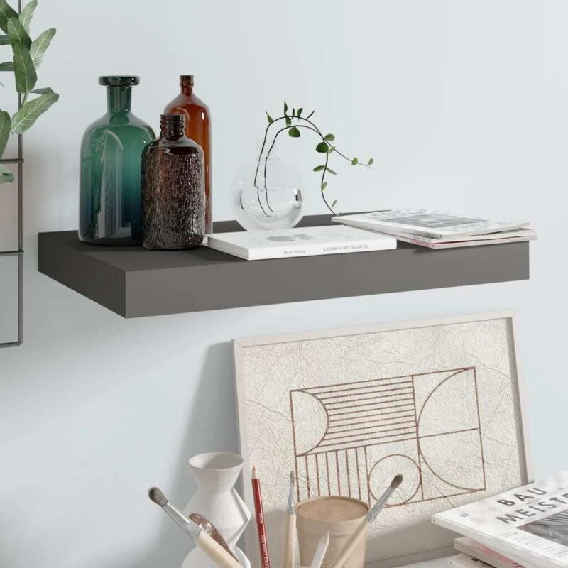 Image of VIDAXL Vidaxl - Floating Wall Shelf High Gloss Grey 40x23x3.8cm mdf 8720286074152