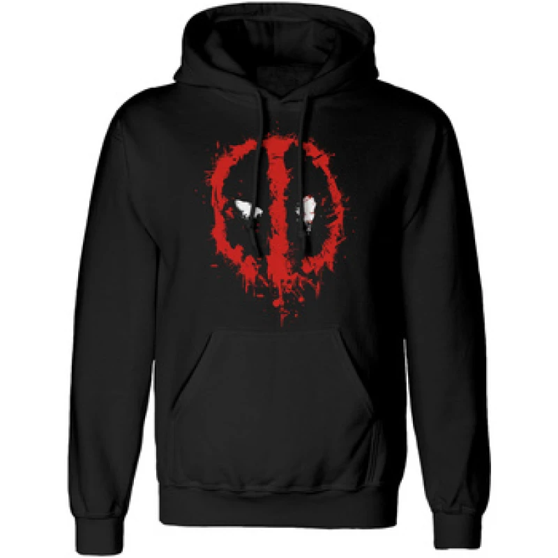 Image of Deadpool Deadpool Splat Hoodie in Black Size: Small Black S Unisex 5059444948350