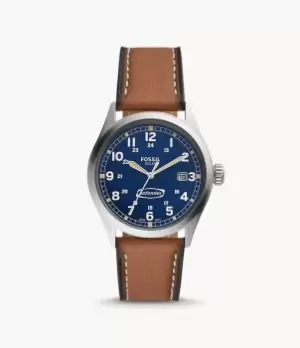 Image of Fossil Men Defender Solar-Powered Luggage Eco Leather Watch
