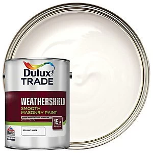 Image of Dulux Trade Weathershield Smooth Masonry Paint - Pure Brilliant White 5L