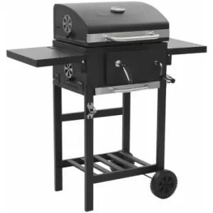 Image of Charcoal-Fueled BBQ Grill with Bottom Shelf Black vidaXL - Black