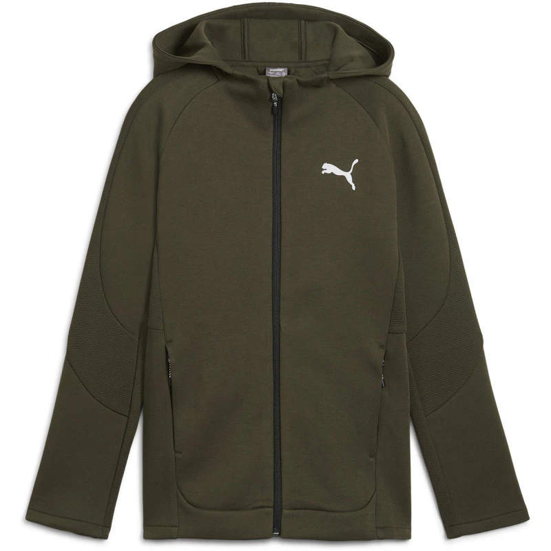 Image of Puma Evostripe Fz Hoodie Dk B Hoody Unisex Kids Dark Olive unisex 5-6 Yrs