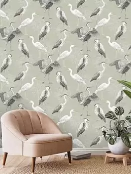 Image of Rasch Dimension Heron Wallpaper Green
