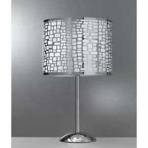Image of Bruce Large Table Lamp With Round Shade, Silver