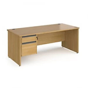 Image of Dams International Straight Desk with Oak Coloured MFC Top and Graphite Frame Panel Legs and 2 Lockable Drawer Pedestal Contract 25 1800 x 800 x 725mm