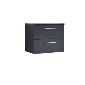Image of Nuie Deco 600mm Wall Hung 2 Drawer Vanity & Sparkling Black Laminate Top - Satin Anthracite