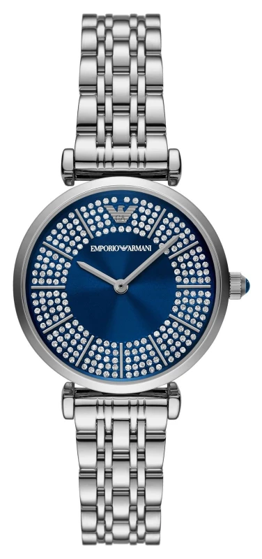 Image of Emporio Armani AR11627 Womens (32mm) Blue Crystal-Set Dial Watch