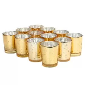 Image of Speckled Tea Light Holders - Set of 12 Gold M&amp;W
