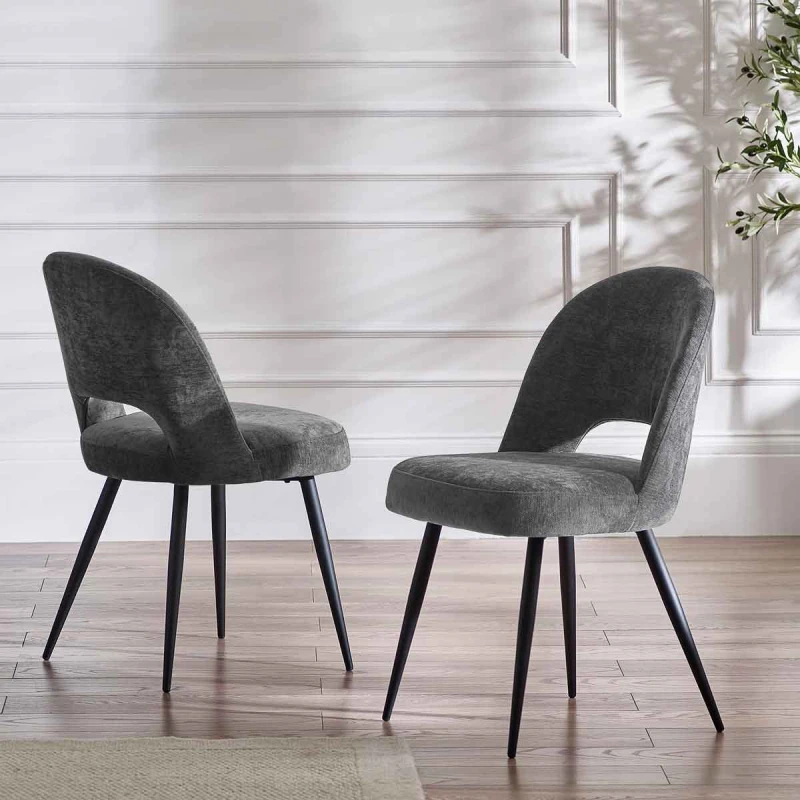 Image of Julian Bowen Julian Bowen Ella Pair of Fabric Dining Chair - Grey