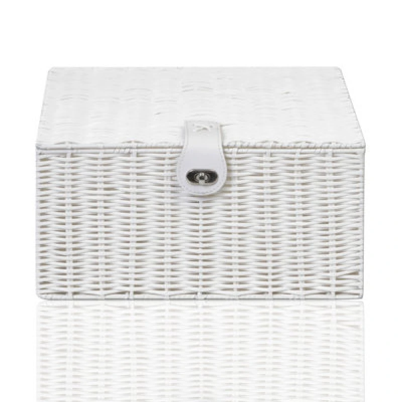 Image of Arpan Hamper Basket Resin With Lid White Medium