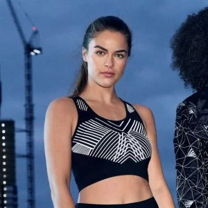 Image of SportFX Grid Print Sports Bra Ladies - Black/Refl