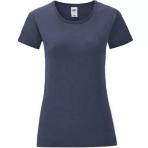 Image of Fruit Of The Loom Girls Iconic T-Shirt (7-8 Years) (Heather Navy)