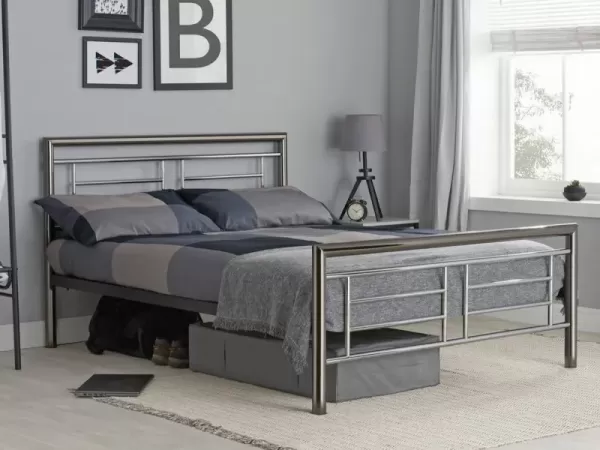 Image of ASC Maya 4ft6 Double Chrome and Nickel Metal Bed Frame