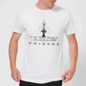 Image of Friends Fountain Sketch Mens T-Shirt - White - S