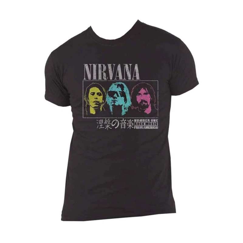 Image of Nirvana Nirvana Men Japan Cotton T-Shirt in Black Size: Small Black S Male 5063300158395