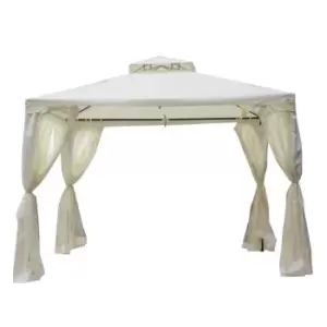 Image of Outsunny 3x3m Double Tier Metal Gazebo - Cream