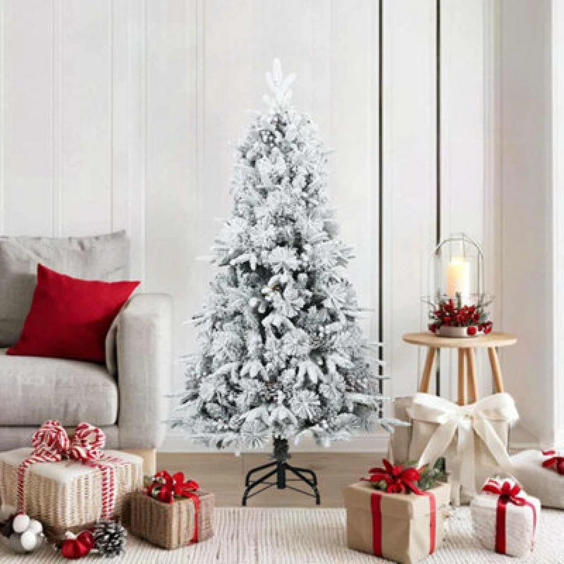 Image of Vidaxl Artificial Hinged Christmas Tree Snow Flocked White 150 Cm
