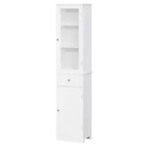 Image of Kleankin Storage Cabinet Organizer Tower with Multiple Shelves & Drawer - White