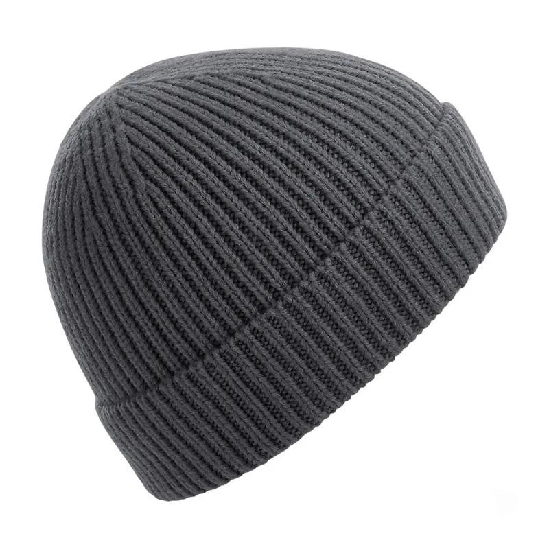 Image of Beechfield Beechfield Men Engineered Knit Ribbed Beanie in Mid Grey Mid Grey One Size Male 5059444183829