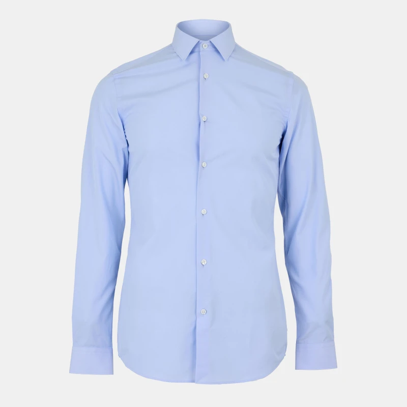 Image of Boss Mens T Charlie Long Sleeve Plain Shirt Pastel Blue male 14.5 inch