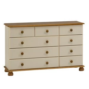 Image of Oslo Cream Pine 9 Drawer Chest (H)741mm (W)1206mm (D)383mm