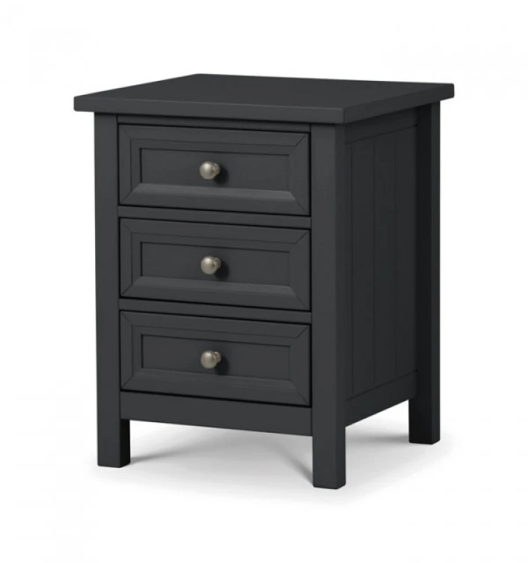 Image of Julian Bowen Maine Anthracite 3 Drawer Bedside Table