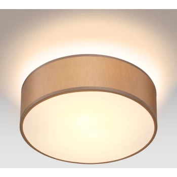 Image of Ceiling Lamp Fabric 30cm Round 1 Flame E27 Bedroom Living Room Grey Black Taupe White taupe (de) - Monzana