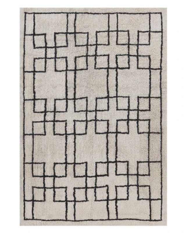 Image of Beliani Rug Turhal Beige 140 X 200 Cm Cotton