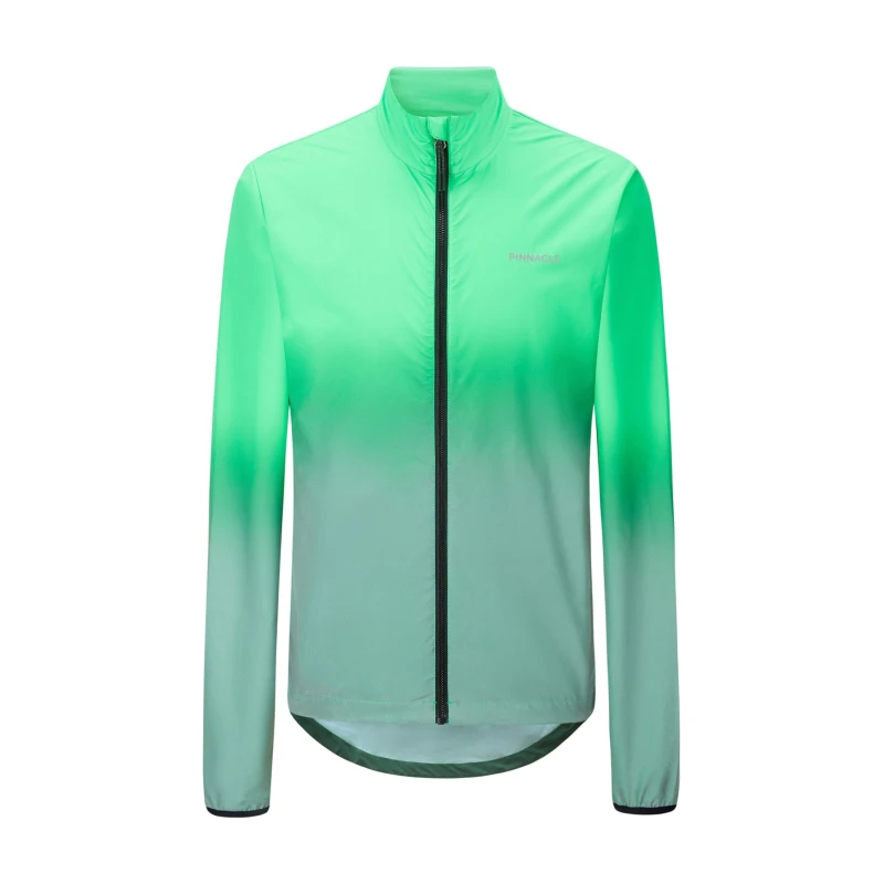 Image of Pinnacle Mens Reflective Long Sleeve Full Zip Slim Fit Performance Cycling Jacket Green male Small