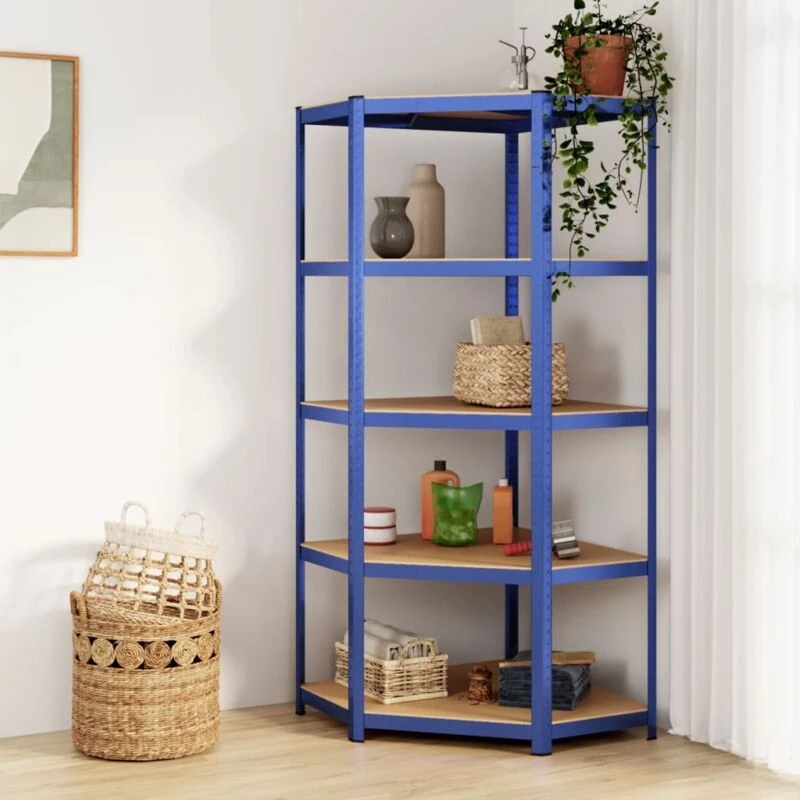 Image of VIDAXL Vidaxl - 5-Layer Corner Shelf Blue Steel&Engineered Wood 8720287138372