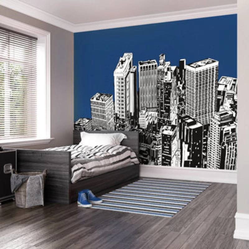 Image of Origin Murals Urban Skyscrapers Navy Blue Matt Smooth Paste The Wall Mural 350Cm Wide X 280Cm High