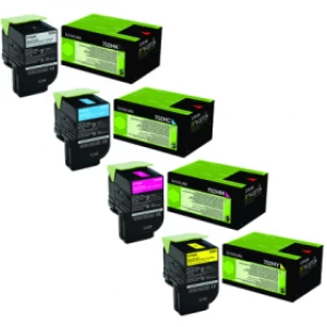 Image of Lexmark 702H BK/C/M/Y Toner High Capacity Return Program Multipack