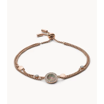 Image of Fossil Womens Val Gray Mother-Of-Pearl Bracelet - Rose Gold