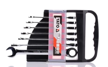 Image of YATO Ratchet Ring Open-ended Spanner Set YT-0208