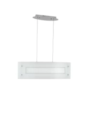 Image of TRILOGY LED Straight Bar Pendant Ceiling Light White, K9 Crystals 3200lm 4000K9 65x25x20cm