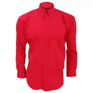 Image of Kustom Kit Mens Long Sleeve Corporate Oxford Shirt (15inch) (Red)