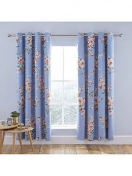 Image of Catherine Lansfield Catherine Lansfield Canterbury Blackout Eyelet Curtains - Blue