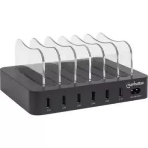 Image of Manhattan 102254 102254 USB charging station Mains socket Max. output current 2.4 A 6 x USB 3.2 1st Gen port A (USB 3.0)