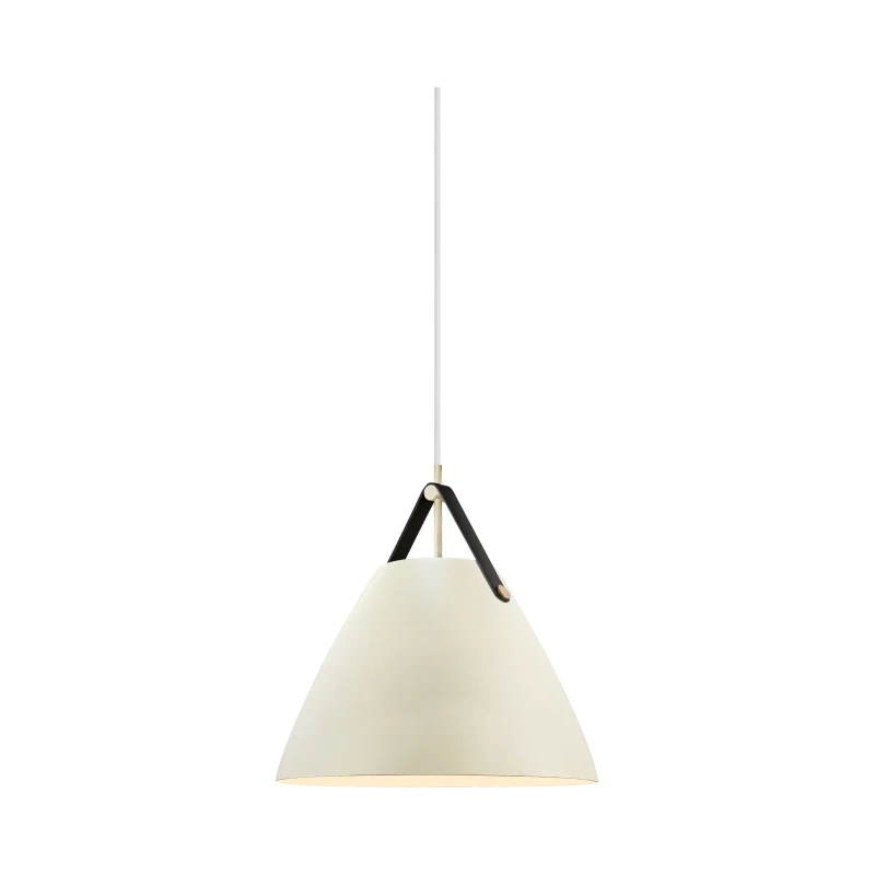 Image of Nordlux Strap Indoor Pendant Light Sand Metal E27 Brown & Black Strap - Mains Powered, IP20 in Light Beige Light Beige Unisex