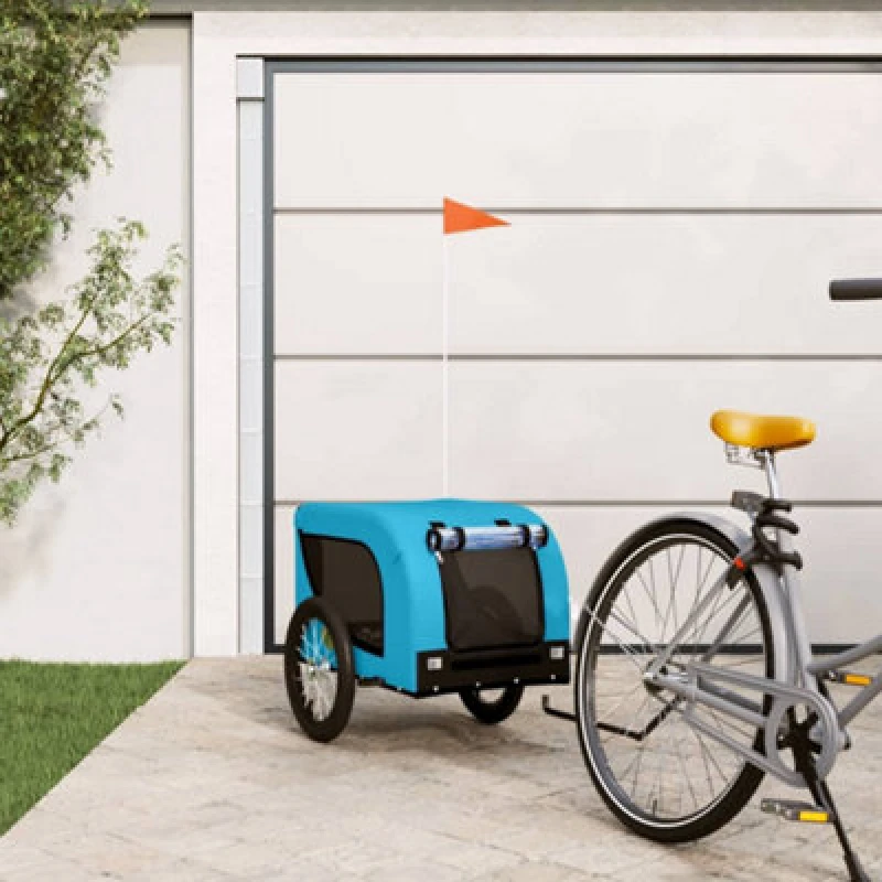 Image of VIDAXL Vidaxl - Pet Bike Trailer Blue and Black Oxford Fabric and Iron 94002