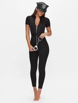 Image of Ann Summers Role Play Police Jumpsuit - Black Size M Women