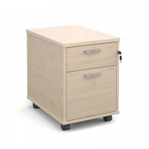 Image of Maestro 25 Mobile 2 Drawer Pedestal With Silver Handles 600mm Deep - Maple
