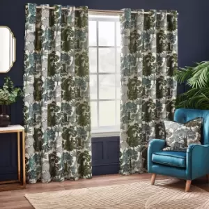 Image of Woodlands Room Darkening Eyelet Curtains Green / 168 x 183cm